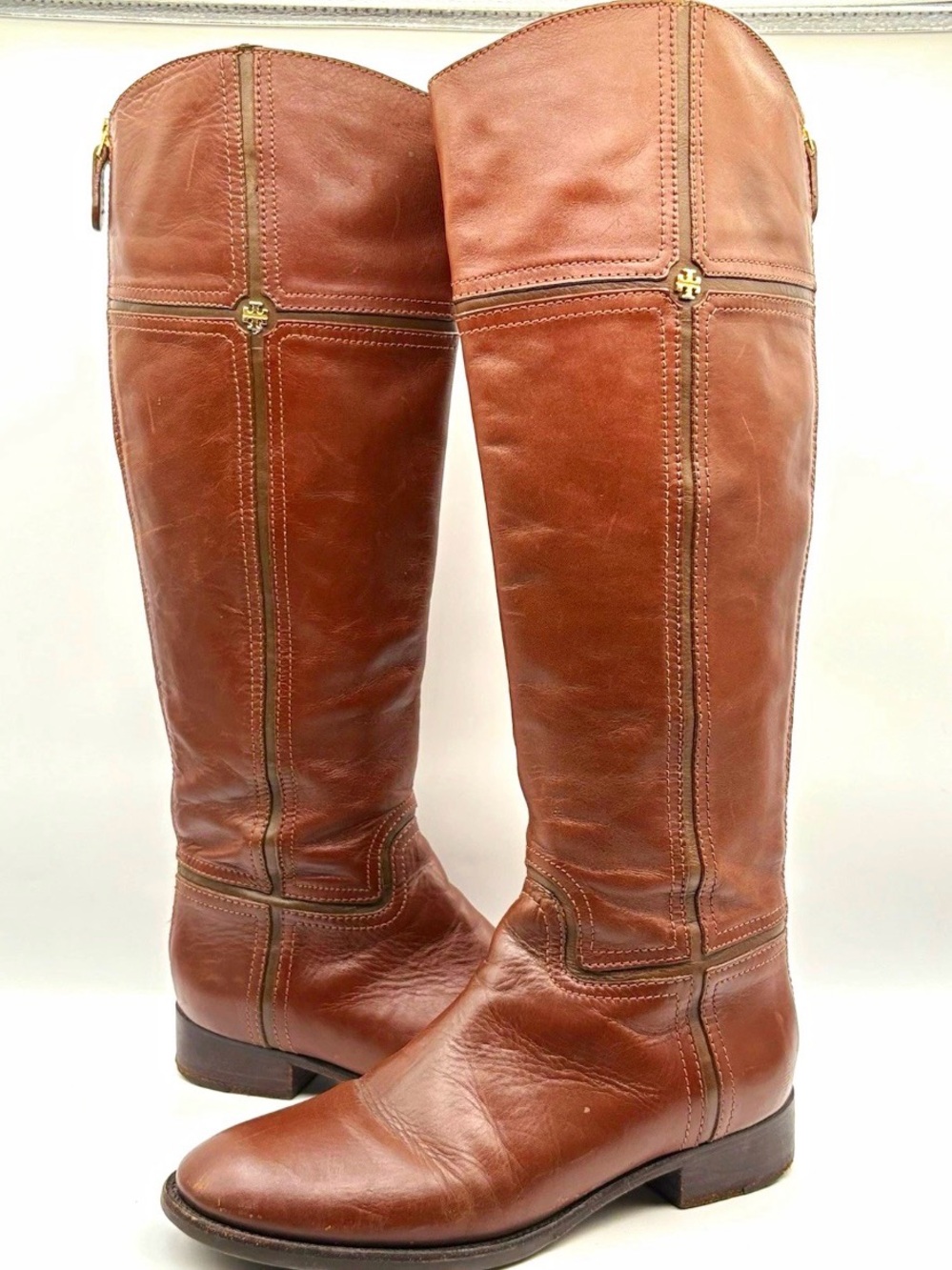 Tory Burch Chestnut Brown Leather Over-the-Knee Riding Boots